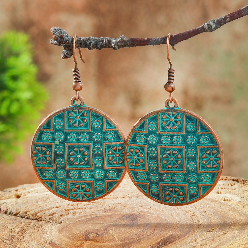 Bohemian Leaf Drop Earrings Vintage Alloy Jewelry