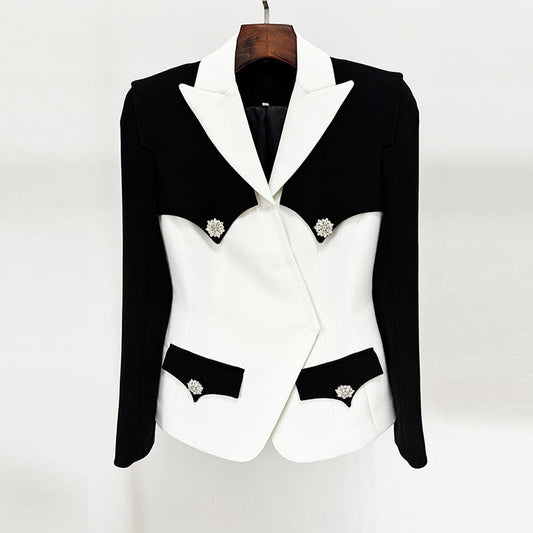 Color Block Slim Fit Blazer Jacket