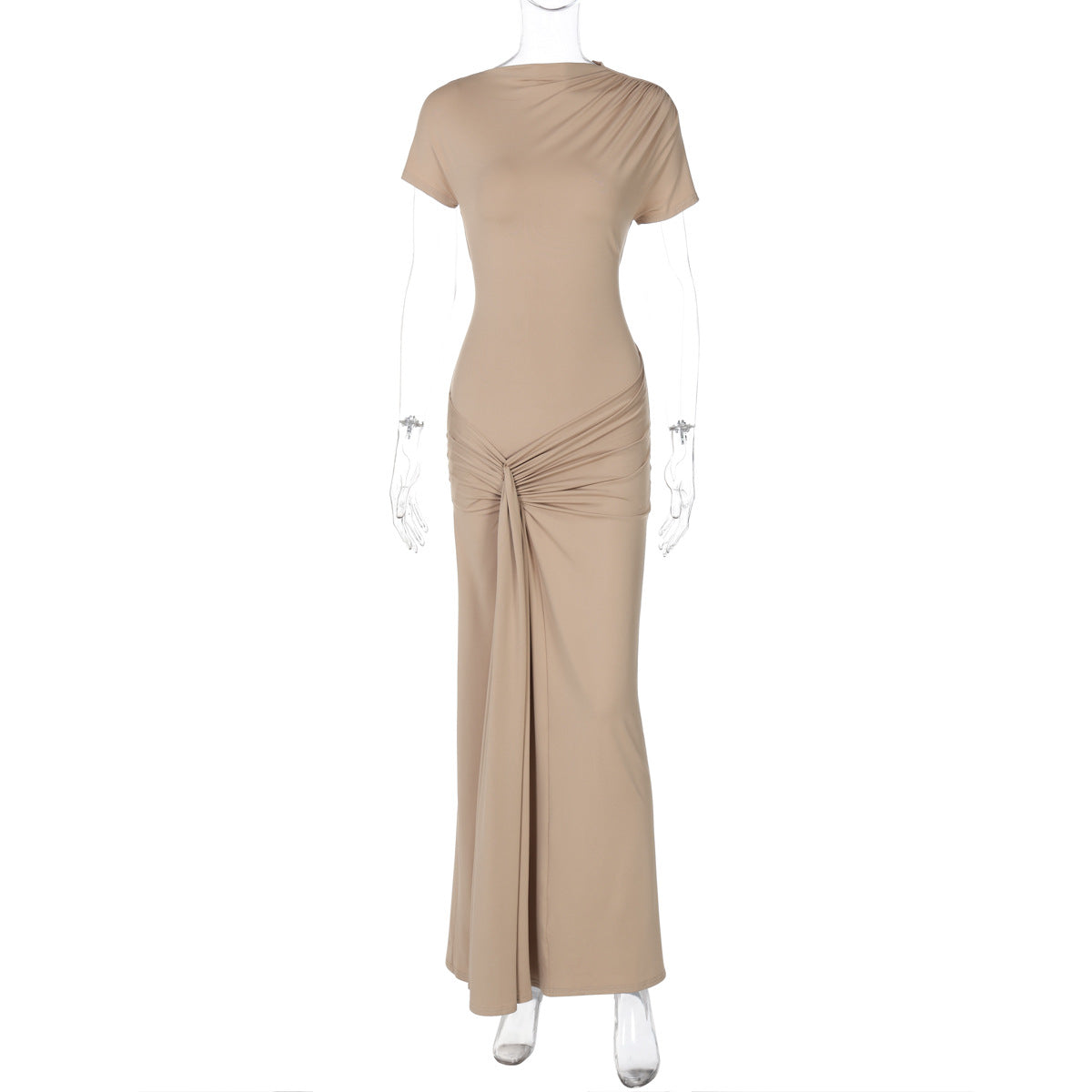 Elegant Fitted Ruffled Short Sleeve Dress