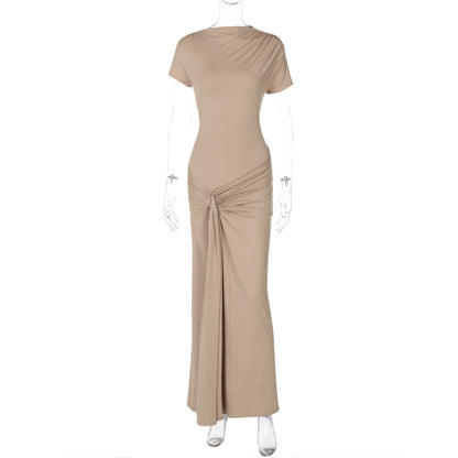 Elegant Fitted Ruffled Short Sleeve Dress