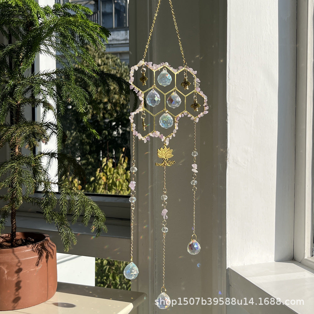 Stone Cross Bee Crystal Home Hangings