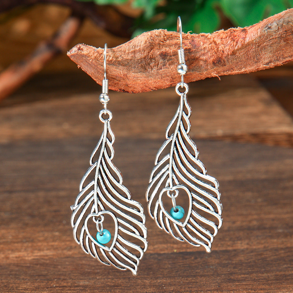 Geometric Turquoise Fringe Earrings Set Bohemian Style