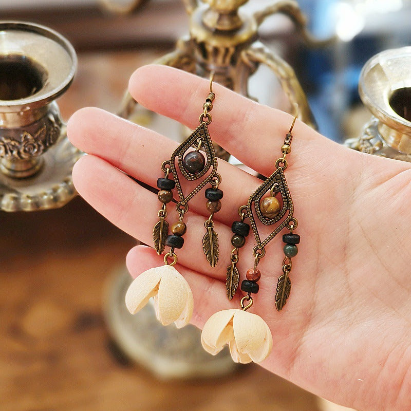 Handcrafted Vintage Geometric Feather Earrings Bohemian Style