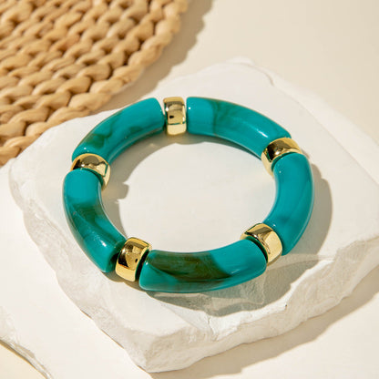 Exaggerated Acrylic Bead Bracelet Set Colorful Retro Jewelry