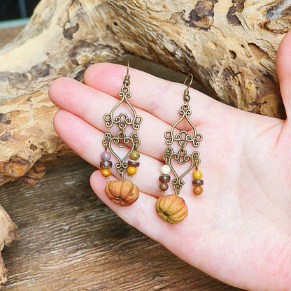 Vintage Style Bohemian-Inspired Dried Fruit Beaded Earrings