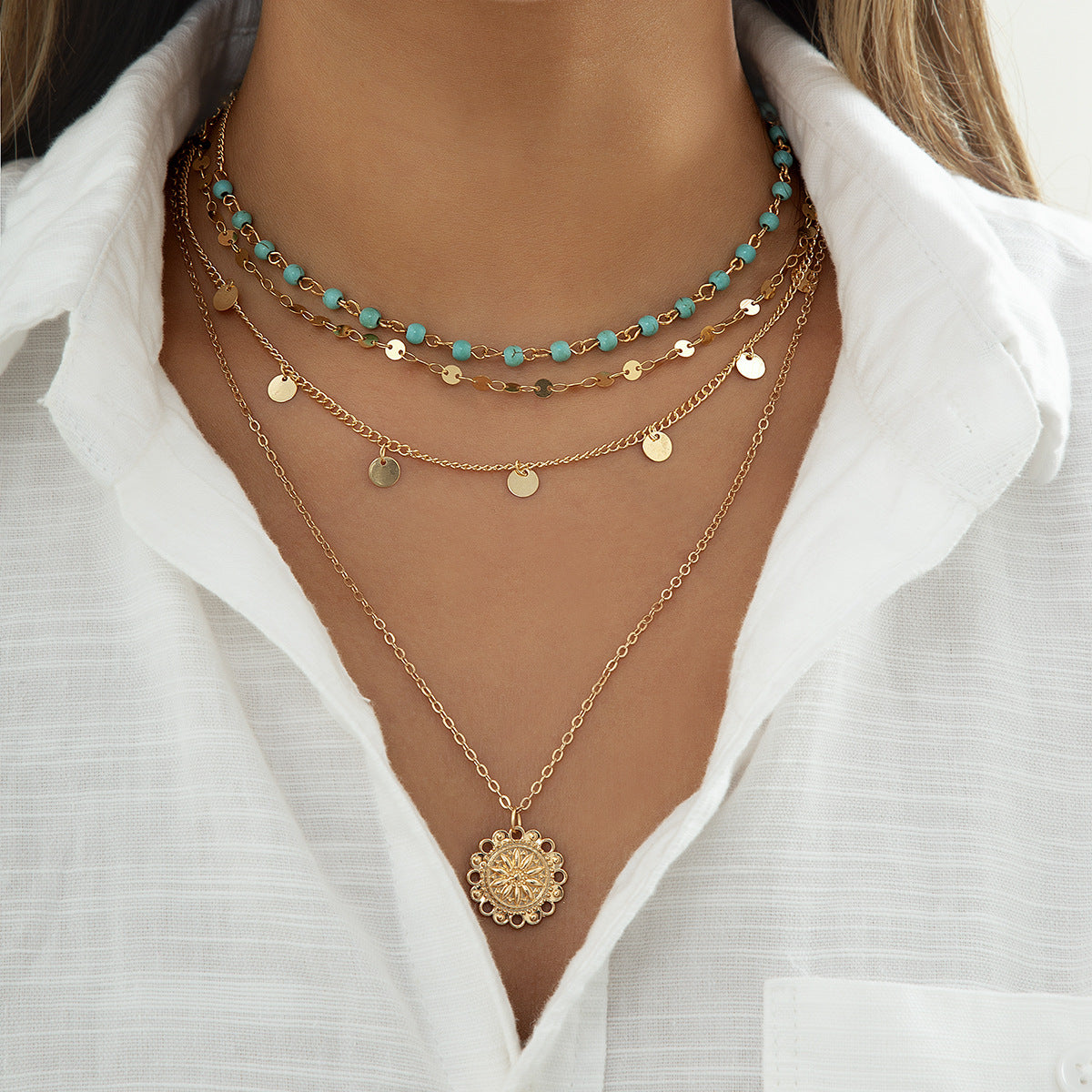Vintage Ethnic Style Turquoise Choker Necklace For Women