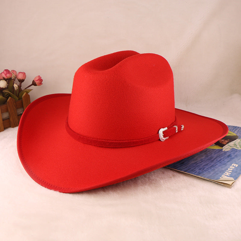 Men's Wool Felt Cowboy Hat - Adjustable Western Design