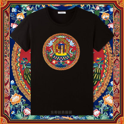 Ten Free Charms Wheel Short Sleeved Men'S/Women'S New Sportswear, Half Sleeved High-End Pure Cotton Couple T-Shirt