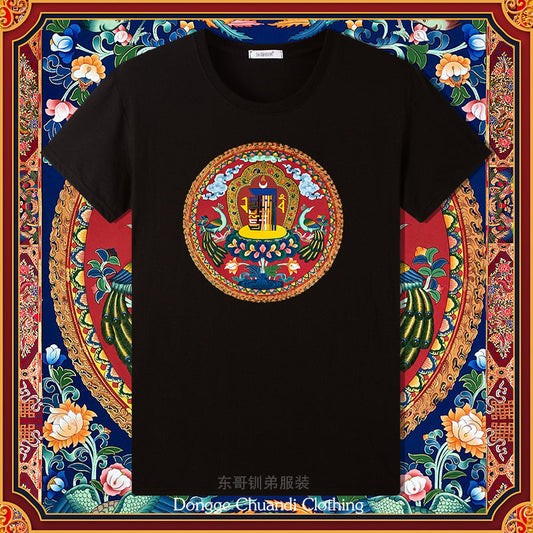 Ten Free Charms Wheel Short Sleeved Men'S/Women'S New Sportswear, Half Sleeved High-End Pure Cotton Couple T-Shirt