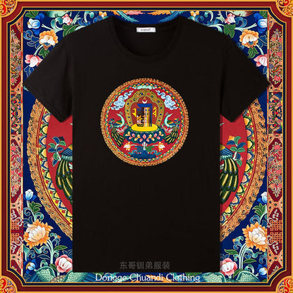 Ten Free Charms Wheel Short Sleeved Men'S/Women'S New Sportswear, Half Sleeved High-End Pure Cotton Couple T-Shirt