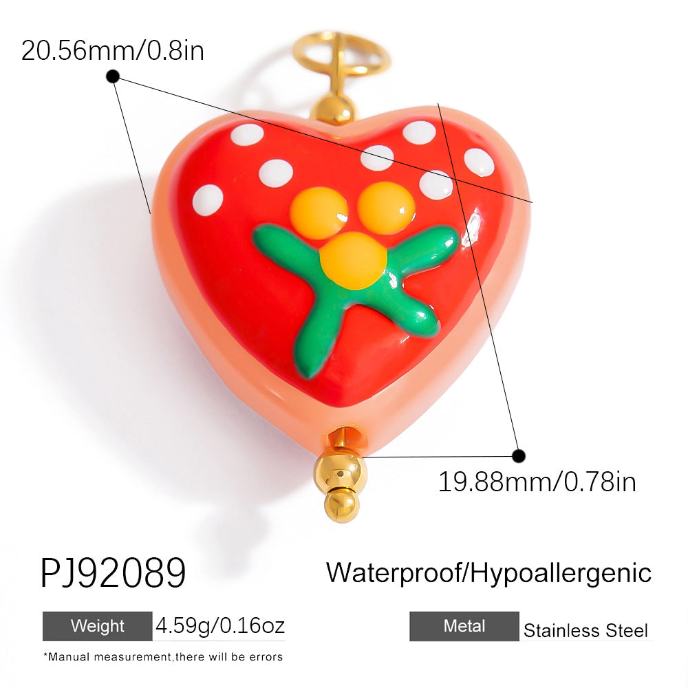 Hand-Painted DIY Jewelry Accessories Summer Dopamine Glass Heart Pendant
