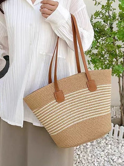 Women's Summer Straw Tote Bag Large Capacity Woven Shoulder Bag