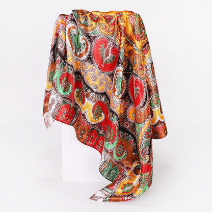 New Square Scarf Women'S Scarf Ethnic Style Shawl Cashew Fruit Pattern Retro Headband