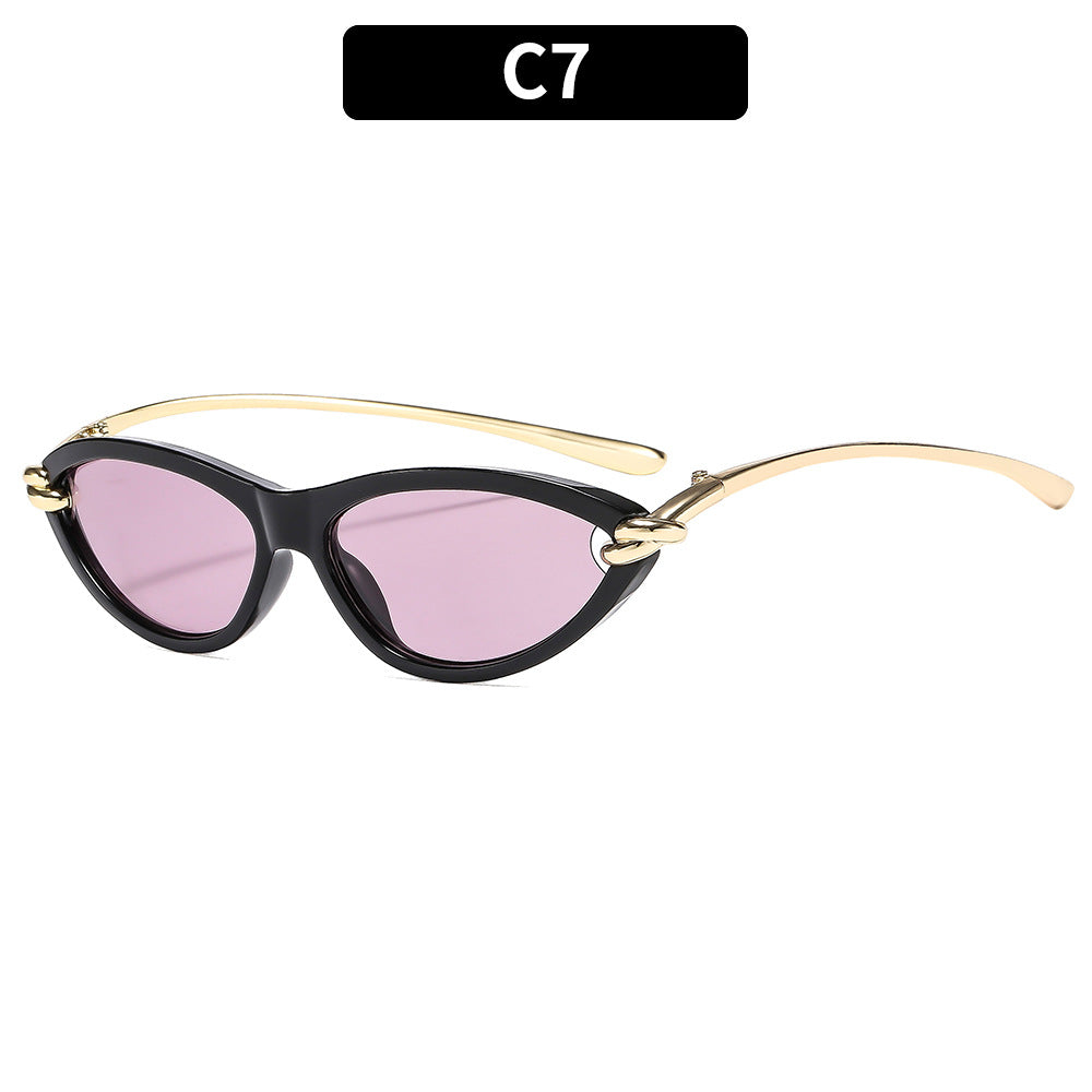 Cat Eye UV400 Sunglasses with Metal Chain Legs