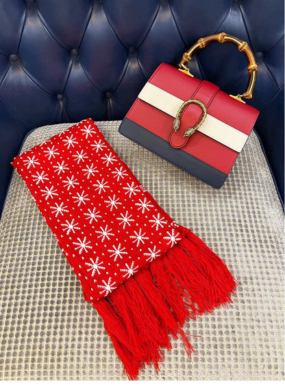 Christmas Knitted Hat Jacquard Scarf Touch Screen Gloves Three-Piece Gift