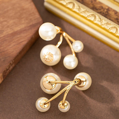 Vintage Floral Pearl Stud Earrings With 925 Silver Posts