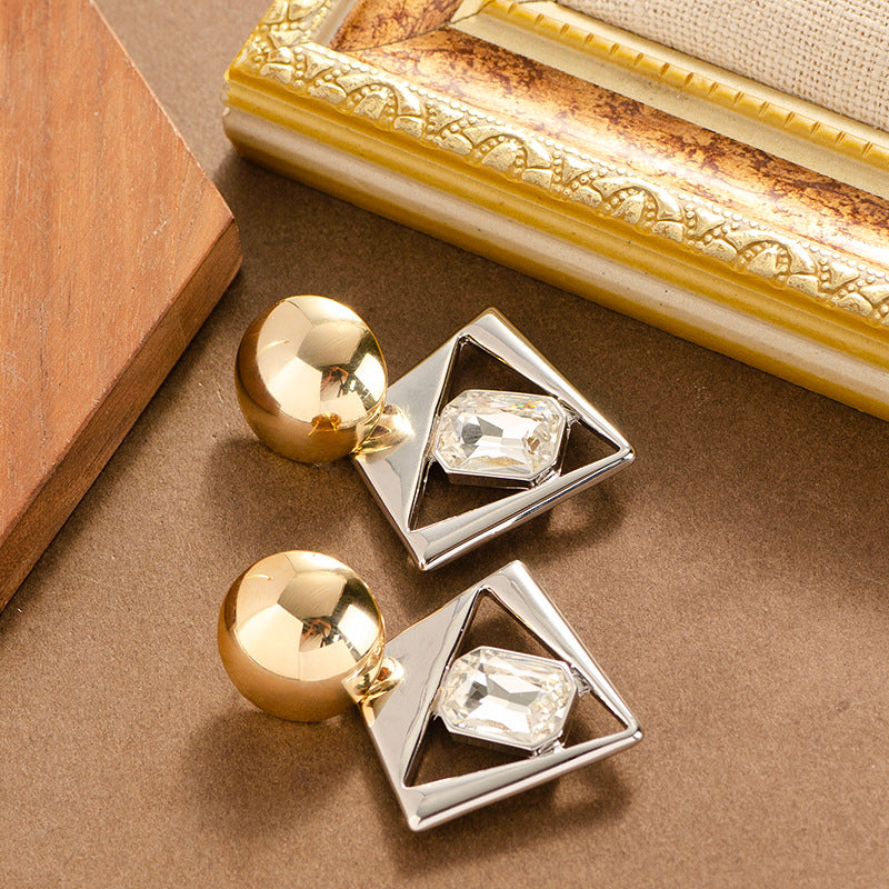 Geometric Crystal Drop Earrings For Women - Fashionable And Elegant