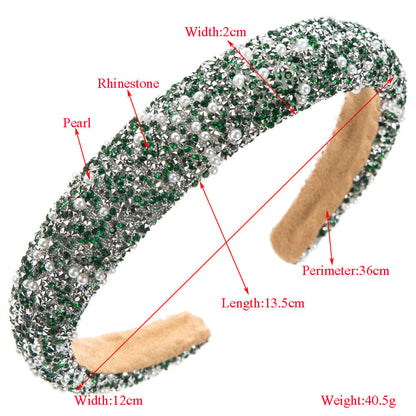 Colorful Pearl Rhinestone Headband Trendy Party Hair Accessory