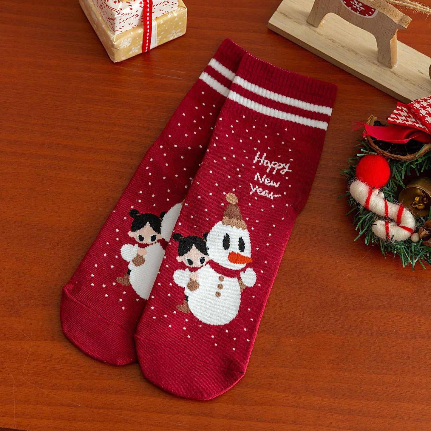 Christmas Cartoon Reindeer Cozy Crew Socks