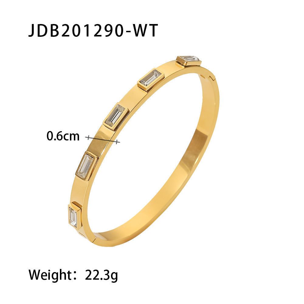 Vintage Zircon Wide Simple Bracelet