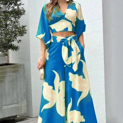 Casual Floral Print High-Waisted Set for Women