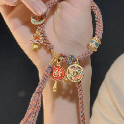 Tibetan Thangka Woven Hand Rope Ethnic Style Lucky Hand Strand Light Luxury Small And Exquisite Retro Women'S Bracelet