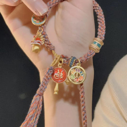 Tibetan Thangka Woven Hand Rope Ethnic Style Lucky Hand Strand Light Luxury Small And Exquisite Retro Women'S Bracelet