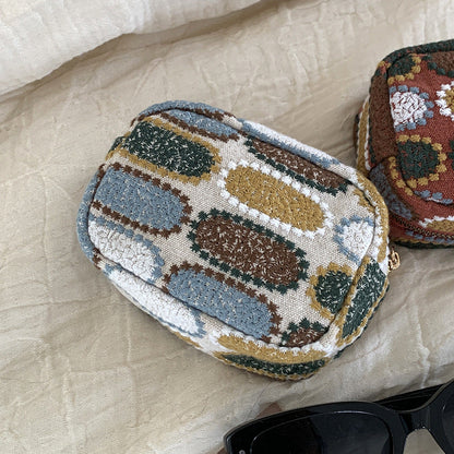 Embroidered Mini Coin Purse Cute Makeup Bag
