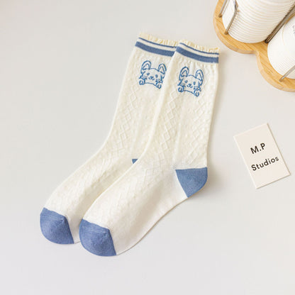 Rufia - Cute Bunny Socks in Light Blue and White