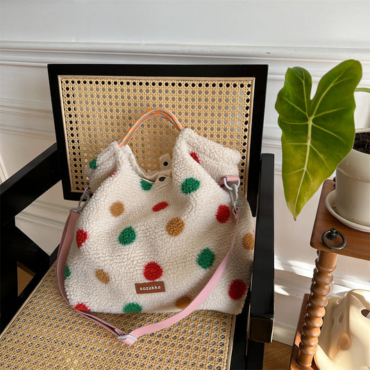 Winter Vintage Striped Plush Crossbody Shoulder Bag