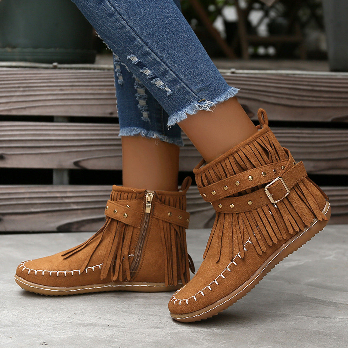 Women'S Double-Decker Tassel Boots