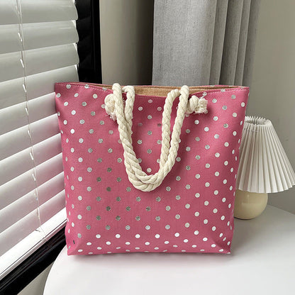 Large Capacity Linen Tote Bag with Dual-Sided Gold Foil Design