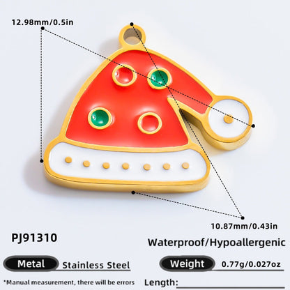 DIY Christmas-Themed 18K Gold-Plated Stainless Steel Pendant Accessories