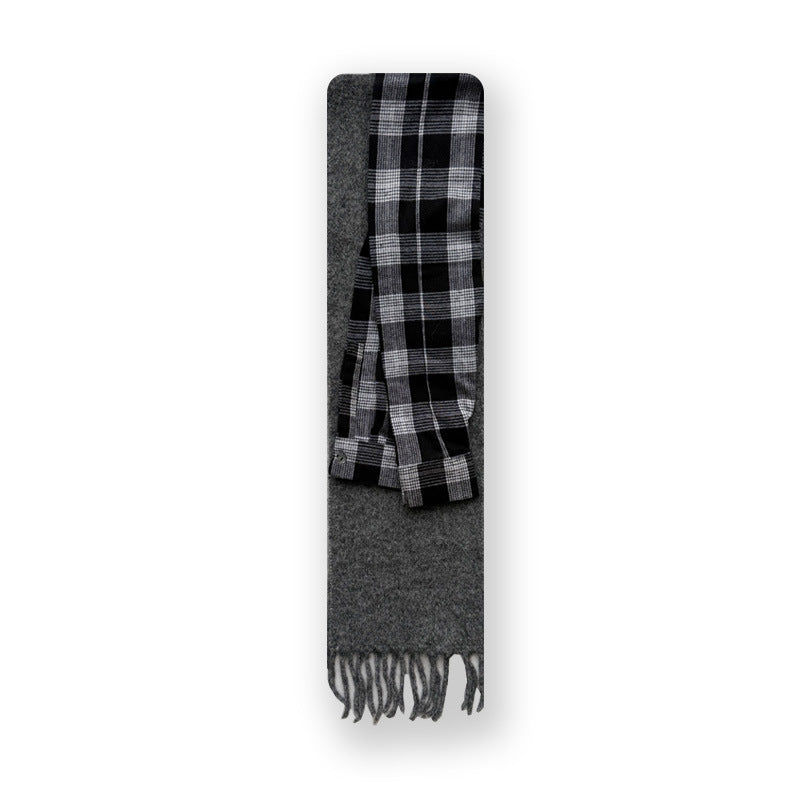 Geometric Pattern Knit Scarf Women's Wool Blend Winter Wrap
