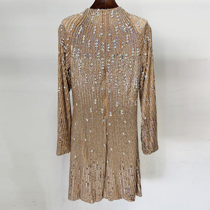 Beaded Embellished Dress Soft Cotton Blend Casual Dress