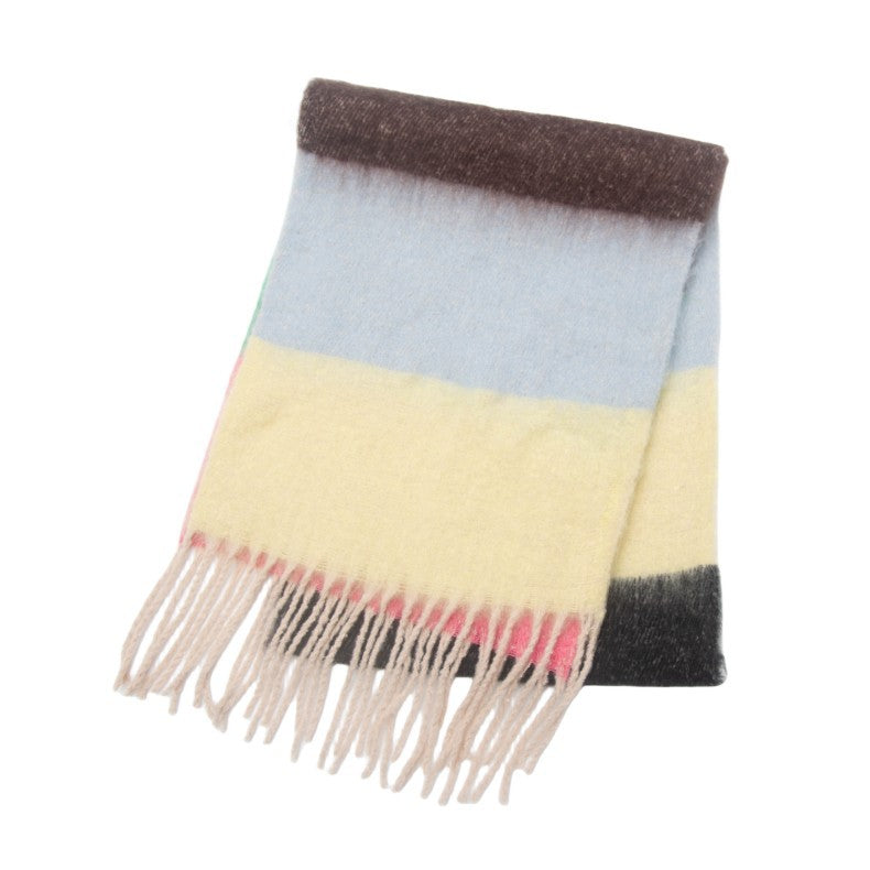 Winter Striped Warm Tassel Thick Scarf