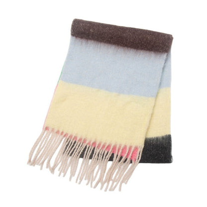 Winter Striped Warm Tassel Thick Scarf