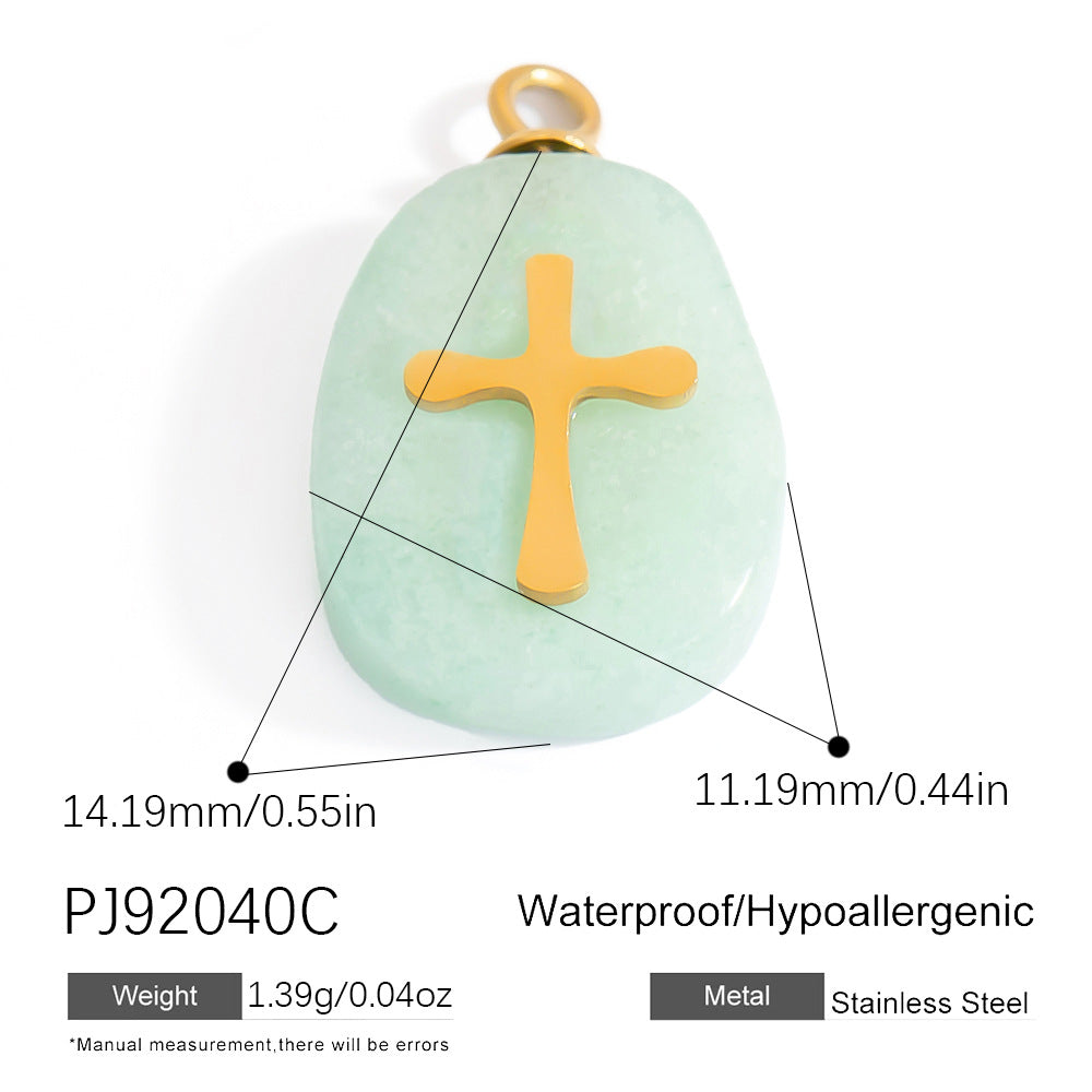 Butterfly Pendant Necklace Natural Stone Stainless Steel Jewelry