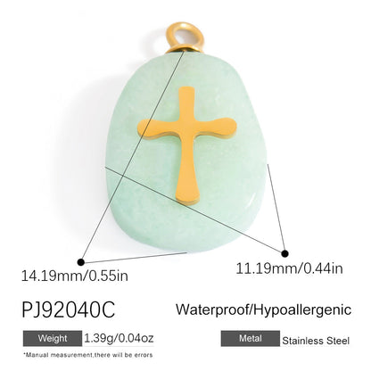 Butterfly Pendant Necklace Natural Stone Stainless Steel Jewelry
