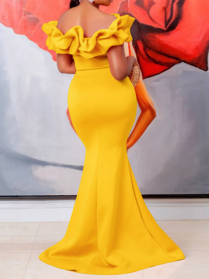 Elegant Off-Shoulder Mermaid Maxi Dress Casual Gown