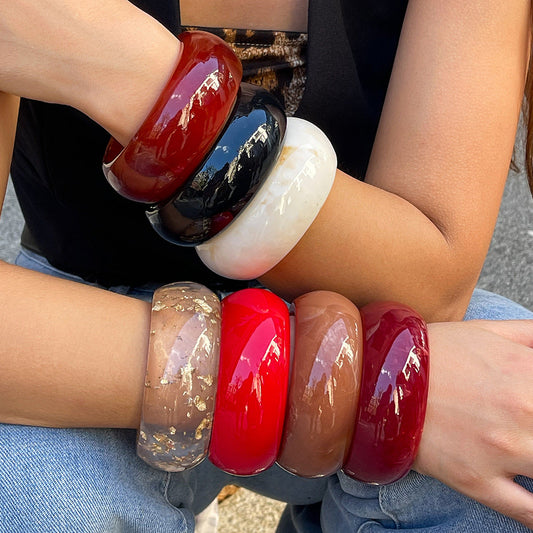 Trendy Semi-Transparent Acrylic Bracelet Exaggerated Wide Resin Bangle For Women