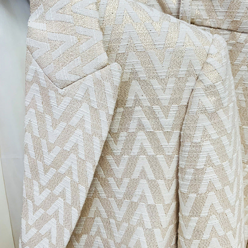 Elegant Jacquard Blazer And Trousers Set For Events