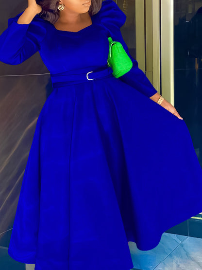 Fashionable Elegant A-Line Dress With Puff Sleeves