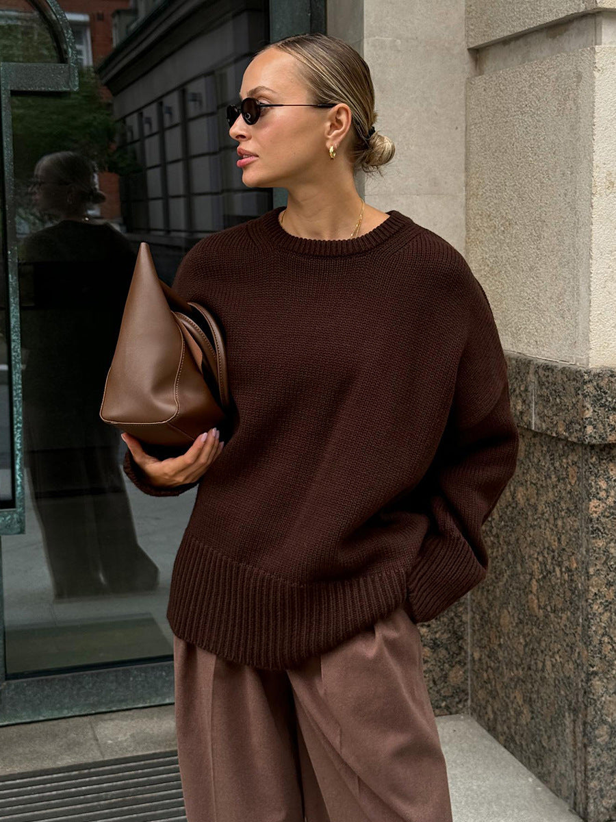 Casual Solid Color Knit Sweater