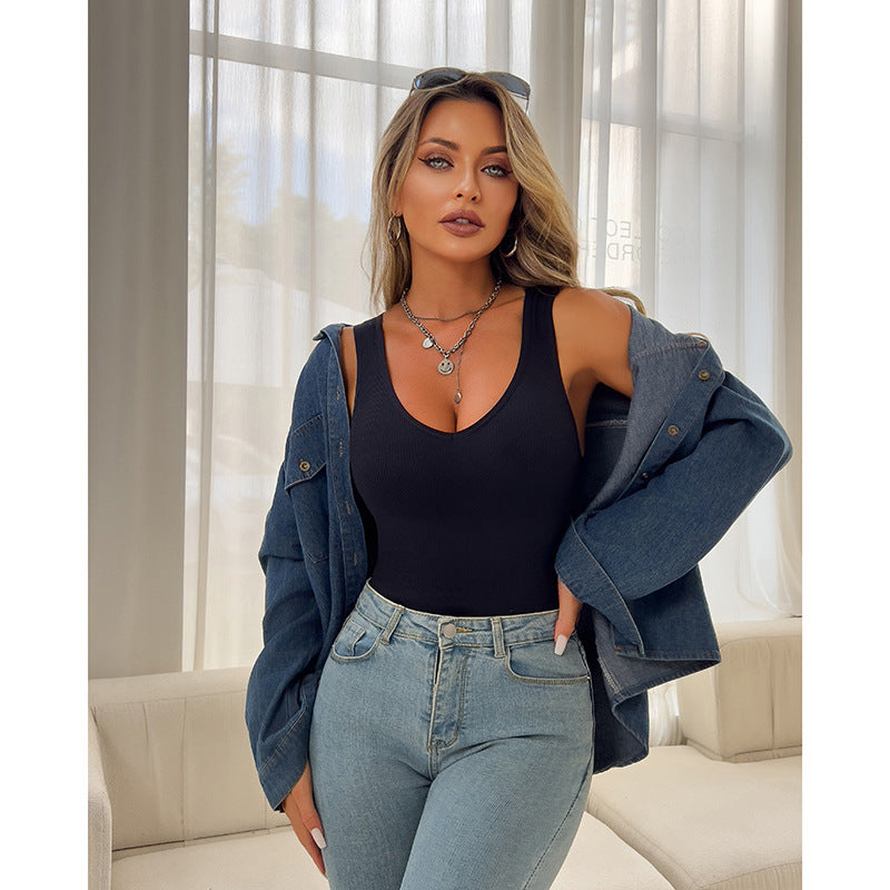 Seamless V-Neck Body Shaper Tank Top For Women
