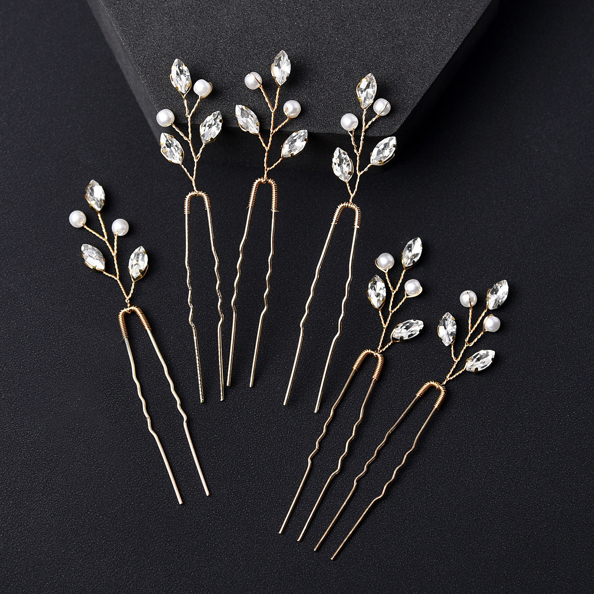 Emerald U-Shaped Hair Pins Set of 6 - Elegant Hair Accessories
