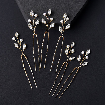 Emerald U-Shaped Hair Pins Set of 6 - Elegant Hair Accessories