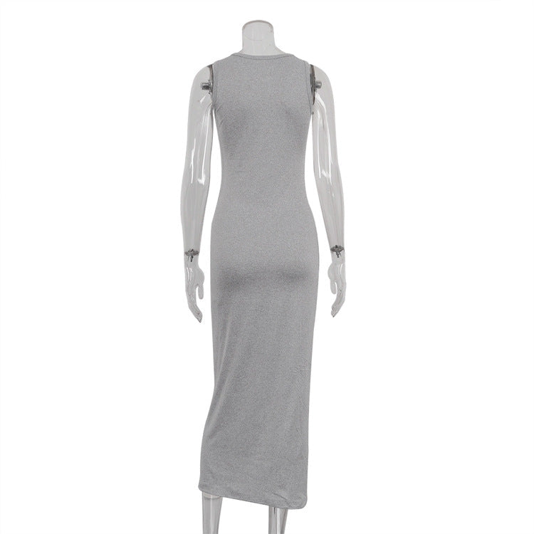 2 Pcs Casual Long Cardigan Tank Dress Set