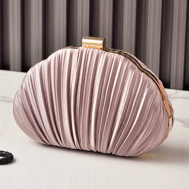 Shell-Shaped Clutch Evening Bag with Ruffles