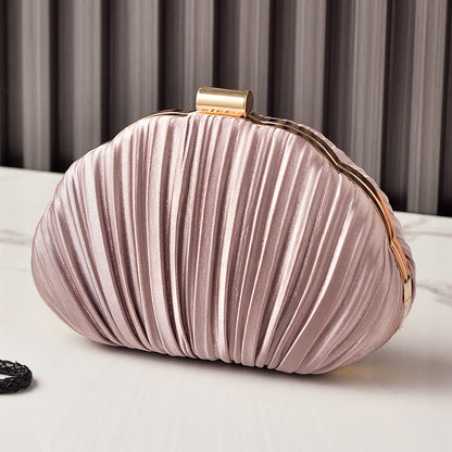 Shell-Shaped Clutch Evening Bag with Ruffles